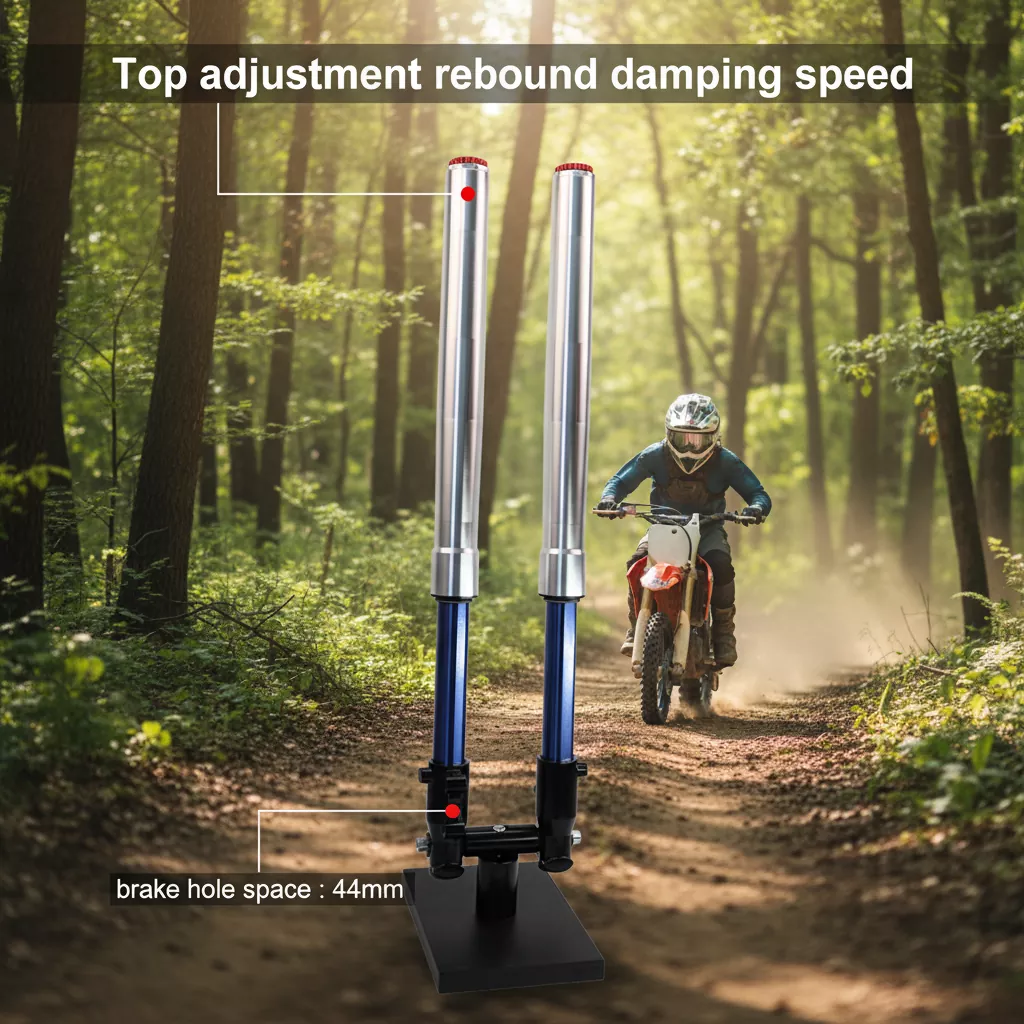 44mm फुट इन्भर्टेड फोर्क रिबाउन्ड समायोज्य मोटरसाइकल शक अवशोषक